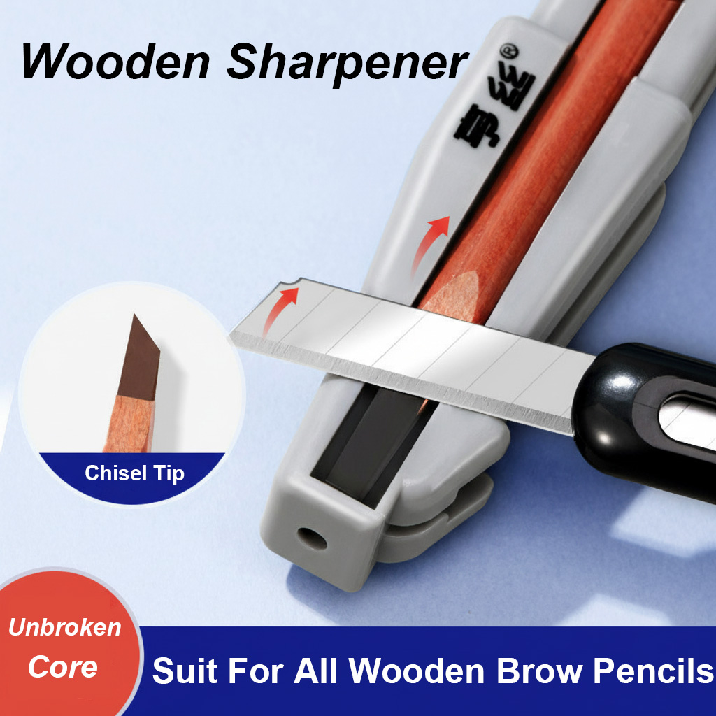 Hand Tools - 木製アイブロウペンシルシャープナー、チゼルチップ用、芯が折れない、簡単な手動シャープナー、すべての木製アイブロウペンシルに対応