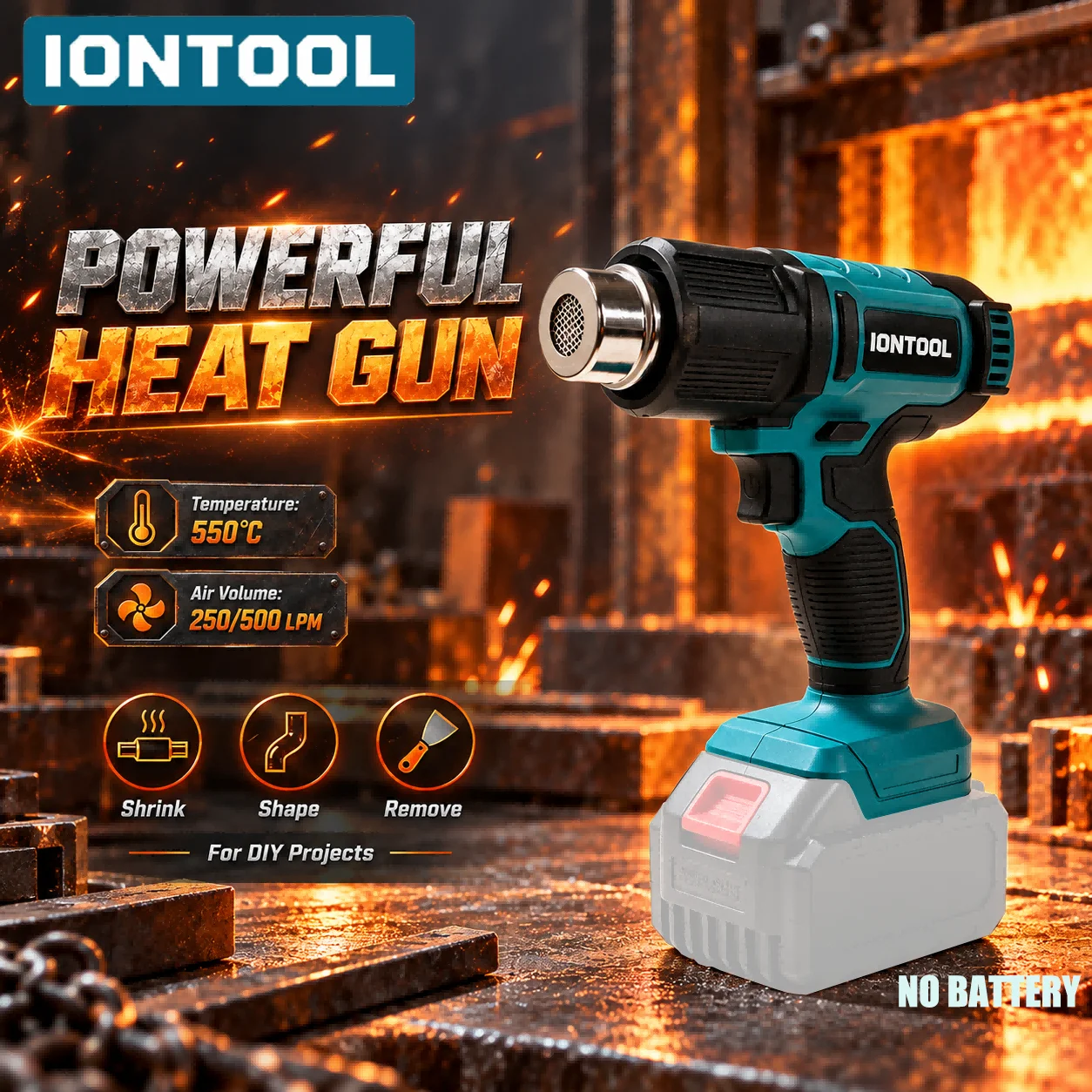 Cordless Heat Gun For Shrink Tubing - IONTOOL コードレスヒートガン 550 ℃ 収縮チューブ、塗料除去、パイプの解凍、およびDIYクラフト作業用ツールのみ