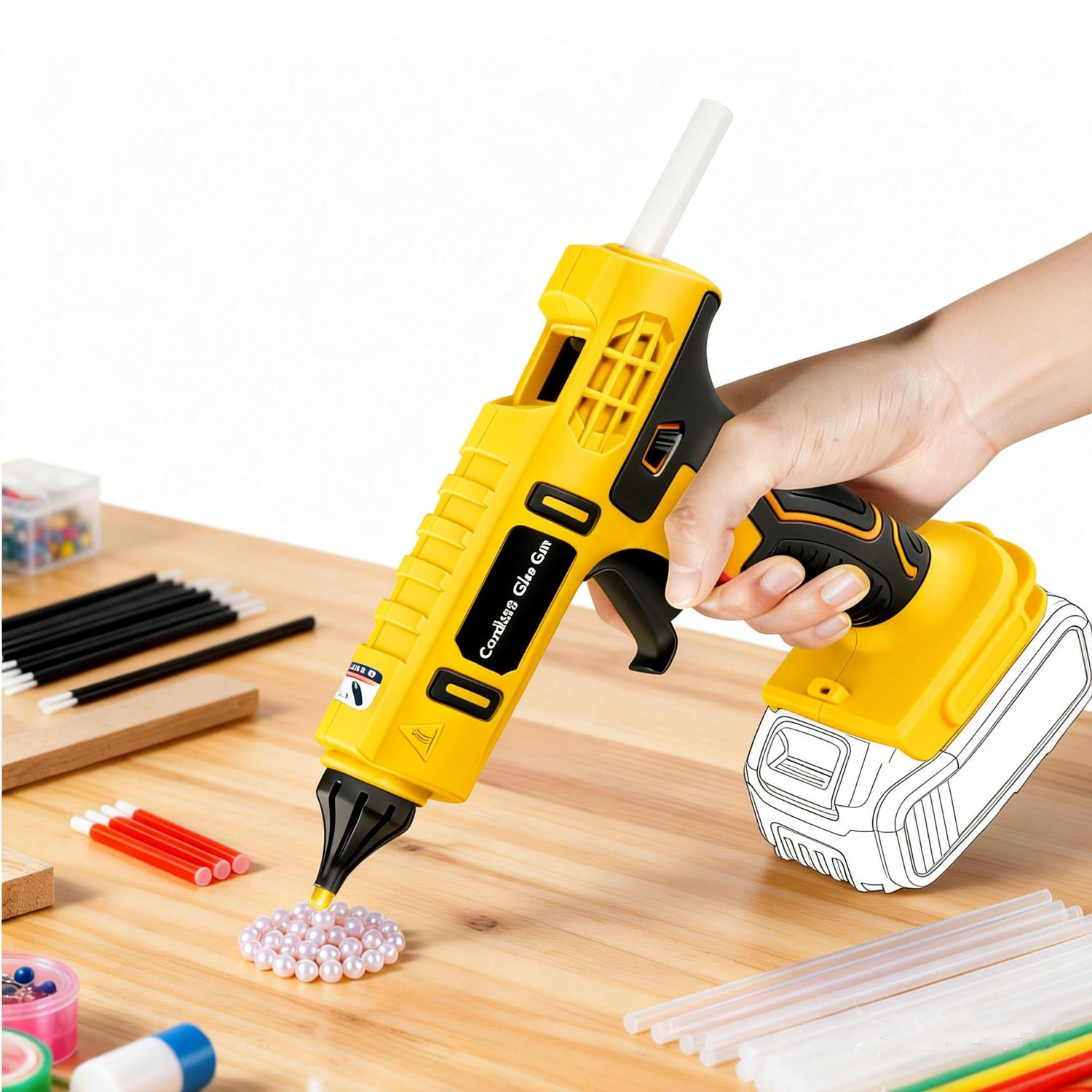 DeWalt 20Vバッテリー対応の100Wコードレスホット - Hot Melt Glue Gun Cordless のレビューと価格